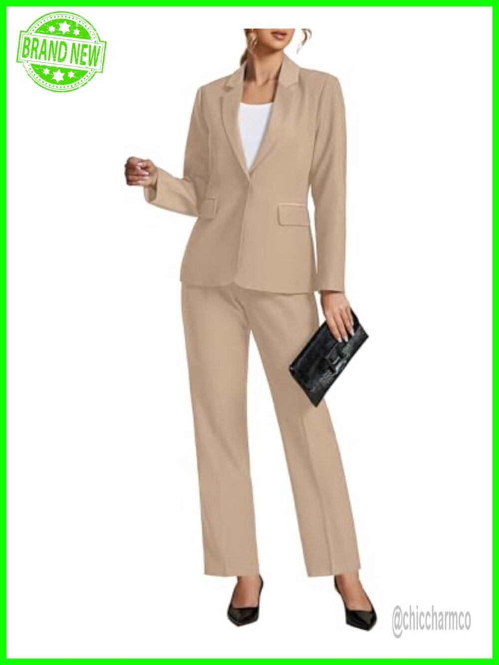 Wool Blend Blazer and Pants Set Formal Office Suit
